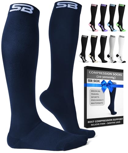 Image of SB SOX Compression Socks for Men & Women (20-30mmHg) - Best Compression Socks for Flying, Medical, Sports, Wide Calf Fit, and Daily Wear