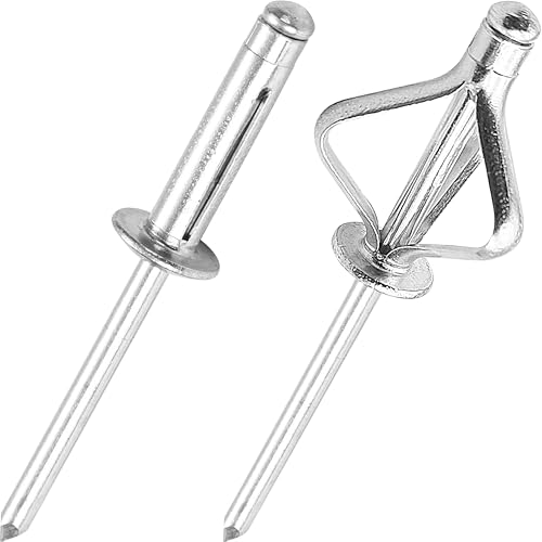 Remaches ciegos de aluminio de expansión triple - Surtido de remaches de cabeza redonda para plásticos o materiales flexibles (Plateado, Ø4.8x25mm - 50 piezas)