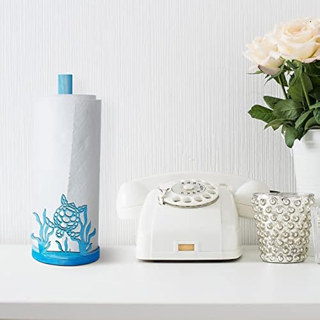 Remerry Turtle Paper Towel Roll Holder Blue Wooden Sea Turtle Seaweed Underwater Scenery Nautical Theme Kitchen Bathroom Accessories Farm Table Decoration