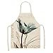 GHRFZC Delantal De Cocina - 1Pcs Cocina Cocina Cocina Delantal Idílica Planta Flores Impresas Casa Sin Mangas Algodón De Lino Dentales Dentales para Hombres Mujeres Accesorios De Hornear,5,47X38Cm