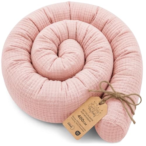 Totsy Baby Oreiller Corps Dormeur Latéral 400 cm Mousseline Oeko-Tex Long Coussin Ergonomique Respirant Lavable de Couchage Soutien Cou Confort Rose poudré...