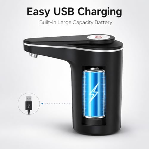 Image of Sulfar Automatic Water Dispenser Pump - USB Rechargeable Electric Mini Water Pump for 20 Litre Bottle Can, Portable Drinking, Black