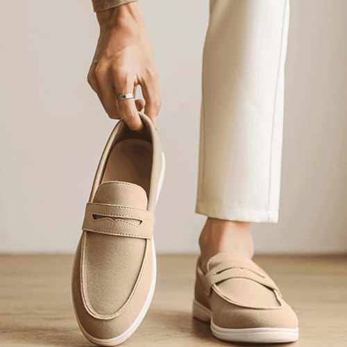 Mens Suede Loafers Casual Slip On, Loafers in Breathable Leather, Lightweight Comfort Non-Slip Walking Work Dress Shoes2