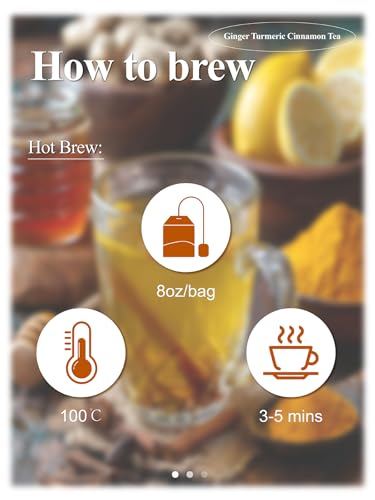 Image of LOOMICA Turmeric Ginger Cinnamon Tea, Naturally Caffeine-Free, Warm & Spicy Herbal Blend, Rich & Aromatic, Perfect for Cozy Mornings & Relaxing Evenings, 20 Counts