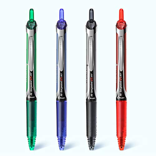 Hi Techpoint V5 RT Liquid Ink Rollerball Pen - Fine Tip - (Blue, Black, Red, Green)