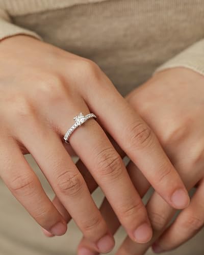 AGVANA 'Radiant Muse' 0.3-1.0 Carat Square-Cut Lab Grown Diamond Ring in Sterling Silver (0.5-1.2 Ct. Tw.) Engagement Anniversary Wedding Ring for Women (D-E Color, VS Clarity)2