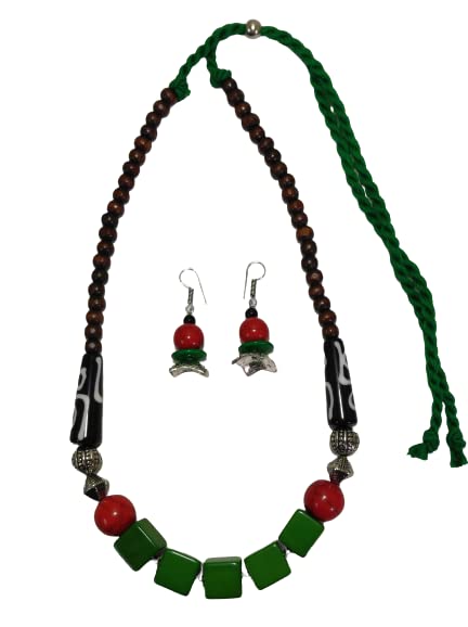 Resin And Wooden Bead Jewellery Set | Green | Adjustable Necklace For Women (B0BMXGBW82) Amazon Price History, Amazon Price Tracker