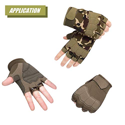 image for HYCOPROT Fingerless Tactical Gloves, Knuckle Protective Breathable Lig