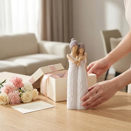 Figura decorativa madre e hija 15 cm crema miniatura 3
