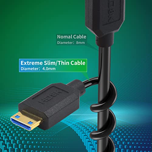 Dutttek 8K Mini HDMI to Mini HDMI Coiled Cable, 48Gbps Mini HDMI 2.1 Cable, Extreme Slim/Thin Mini hdmi Male to Male Coiled Cable, for TV Box or Disk Player 3Ft/1.2M