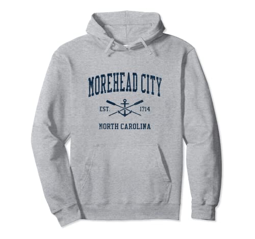 Morehead City NC Vintage Navy - Remi incrociati e ancoraggio per barche Felpa con Cappuccio