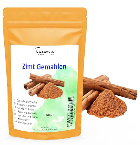 200g Cannella in Polvere - Cannella di Ceylon Macinata - Aroma & Gusto Intenso - 100% Naturale, Puro e Senza Additivi - TazarinLtd