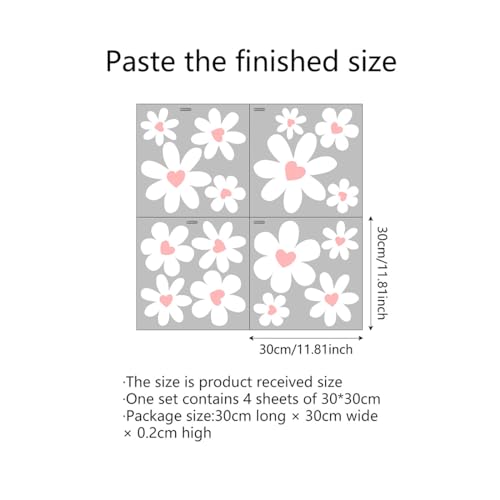 Vinilos Decorativos, Flores Blancas con Corazón, 4 Piezas miniatura 2