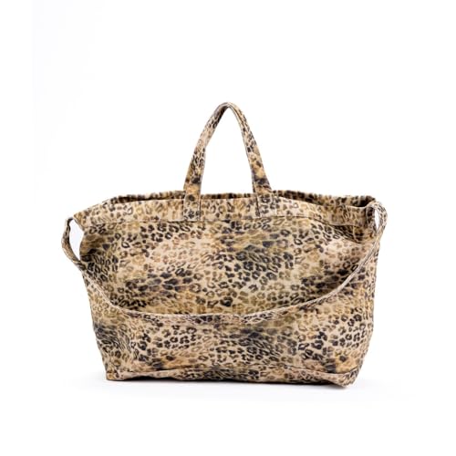 JHTPSLR Cheetah Print Canvas Tote Bag with Zipper Large Animal Leopard Print Shoulder Tote Bags Casual Vintage Y2k (Khaki)