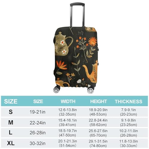 Plants And Teapot Luggage Covers Tsa Approved Suitcase Cover Elastic Washable Luggage Sleeve Carry on Cover Protector Anti-Scratch Suitcase Protector Fits 19-30 Inch Case(S)2
