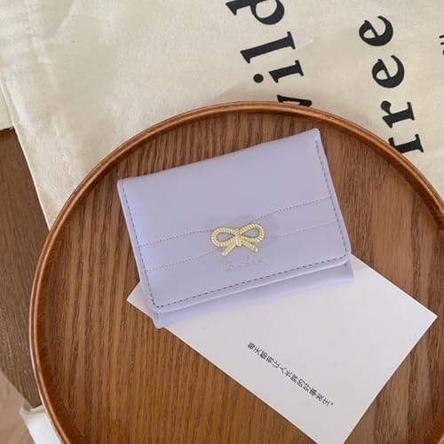 Wallets for Women Cute Bowknot Design Small Wallet Fashion Card Holder Window Purse (purple)2