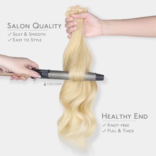 Image of WENNALIFE Invisi Edge & Classic Tape in Hair Extensions Human Hair | 20 Inch 50g 20pcs (Invisi Edge & Classic) Balayage Light Wheat Platinum Blonde Invisi Remy Hair Natural Seamles