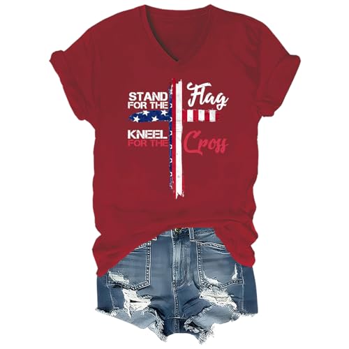 Stand for The Flag Kneel for The Cross Shirt V-Neck