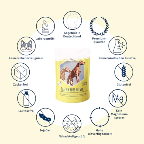 Mighty Pets - GELENK Plus Pulver (bis 125 Portionen) für Hunde mit Grünlippmuschel, MSM, Teufelskralle, Curcuma, Chondroitin, Glucosamin, Bierhefe aus Deutschland