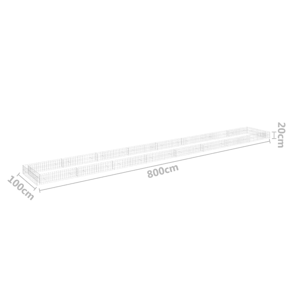 vidaXL Arriate de gaviones de Acero galvanizado 800x100x20 cm