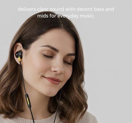 Image of Original Wired Earphone Compatible Realme Buds 3 Powerful Bass Sound HD Mic Braided Cable Noise Blocking Frame Soft Rubber Tips Long Comfort