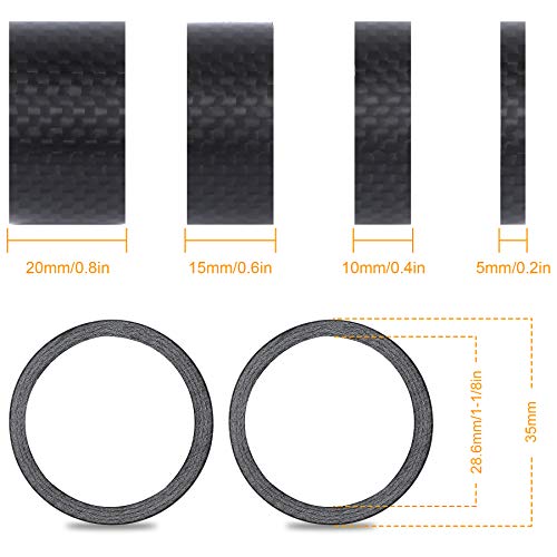image for SANNIX 4 Pieces Bike Headset Spacers Matte Bicycle Handlebar Carbon Fi