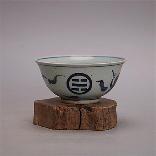Cuenco de porcelana china Ming de 4.6 pulgadas azul y blanco 5