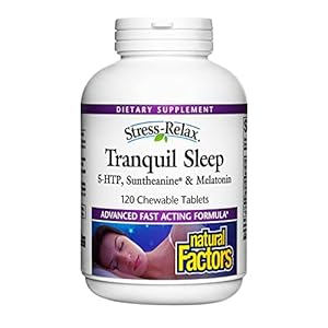 Natural Factors, Stress-Relax Tranquil Sleep Chewable, Supports the Full Sleep Cycle, 120 Count (Pack of 1)