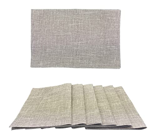 Linen Placemats, Set of 6 Washable Placemats, 18.1'' x 11.8'', Heat Resistant Kitchen Table Mats for Kitchen Dining Table Supplies (Beige)