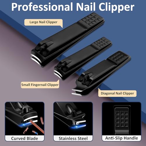 10 in 1 Manicure Set, Professional Manicure Pedicure Set, Nail Kit Manicure Set for Women, Mens Nail Grooming Kit, Black Manicure Tools with Leather Travel Case, Nail Care Kit for Friends Parents Gift - Image 4