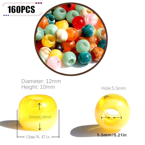 160pcs 12mm Plastics Acrylic Large Hole Cloud Pop Beads Mix Color Large Hole Hair Beads Bracelet (Hole:5.5mm) by Dabaiitechann - Image 2
