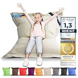 LAZY BAG Original Indoor & Outdoor Beanbag XL Pouf géant de 250 litres Coussin de siège Junior Fauteuil pour Enfants & Adultes 160x120 (Beige)