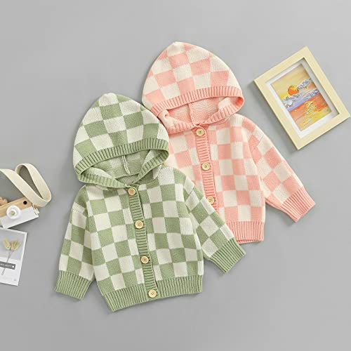 Toddler Baby Girl Cardigan Long Sleeve Floral Button Knit Sweater Coats Top Cute Fall Winter Knitwear Jacket Warm Clothes (Hoodie Green,0-6 Months) #TOP1