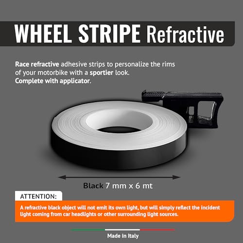 Image of Quattroerre 10281 Reflective Wheel Stripes, Black, 7 mm x 6 mt