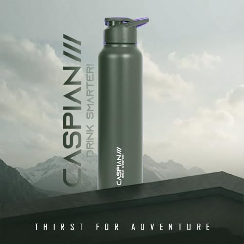 Image of Caspian Hike Stainless Steel Sipper Water Bottle 1 Ltr (Litre) for School, Fridge, Office, Gym, Home-Ideal for Adults, Men, Women, Kids, Boys, Girls-1000ml Leakproof, Rust free, Eco-Friendly, A Green