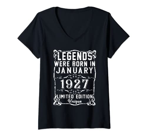 Mujer Cumpleaños Enero 1927 Edición Limitada Regalo January 1927 Camiseta Cuello V