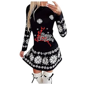 Women'S Christmas Dress Fashion Round Neck Print Pleated Skirt Long Dress, S-3Xl 7 41t8bgmqlyl. sl500 . ss300