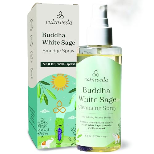Buddha White Sage Spray Protection - Smudge Spray with Water Blessed by Buddhist Monks (1200+ Sprays) | Sage Spray for Cleansing Negative Energy and Protection | Salvia Blanca Para Limpiar (5.6 OZ)