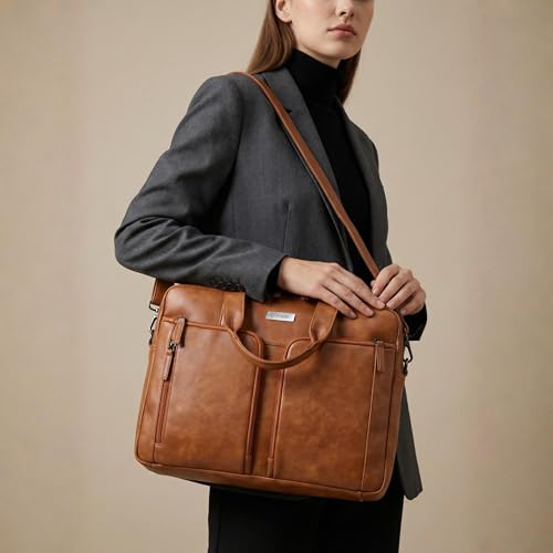 Image of VISMIINTREND Leather Laptop Office Bags for Men & Women, Fits 13 /14 /15.6 Inch Laptop, Macbook Bag Office /Travel, Laptop Messenger /Briefcase Bag | Corporate Gifts