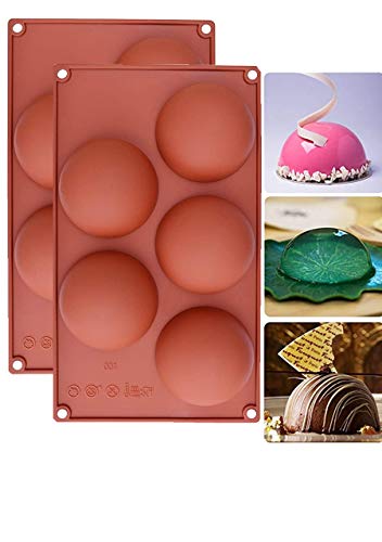 5 Large Half Circle Semi Ball Chocolate Dessert Silicone Cavity Globe Candy Mold Kitchen Baking Pan (2 PCS)