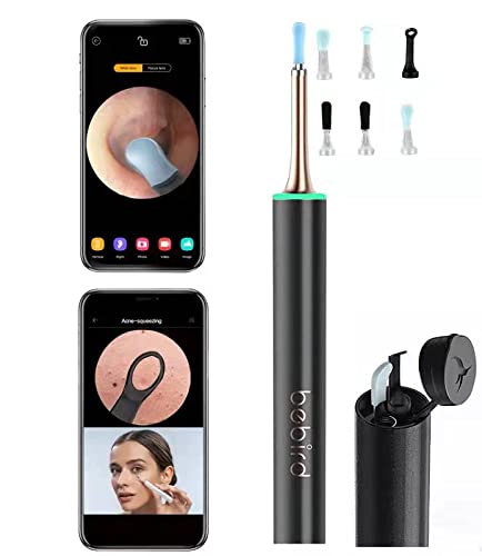 BEBIRDÂ® T15 Blackhead Remover and Ear Wax Removal Rod 2-in-1, 5.0 Megapixels HD Ear Camera, WiFi Smart Ear Cleaner with 3-Axis Gyroscope Intelligent Otoscope for All Devices