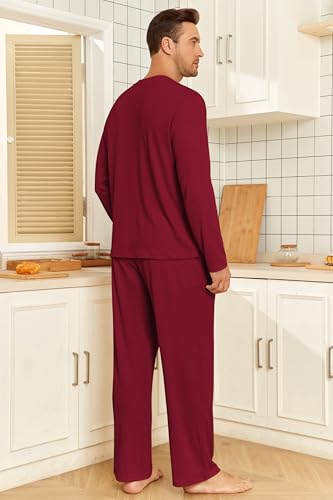 Image of JiniGolla Mens Pajamas Set Soft Short Sleeve Top and Pant Loungewear Sets 2 Piece Pjs with Pockets