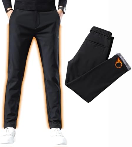 （17:00時点） [Ｋａｙｉｙａｓｕ] チノパン メンズ 裏起毛 パンツ 裏フリース 厚手 スキニーパンツ 冬服 裏起毛ボア ロング 暖パン 裏ボア 防寒ズボン イージー テーパード スリム 防寒 頑丈 保温パンツ(36 黒-裏起毛)