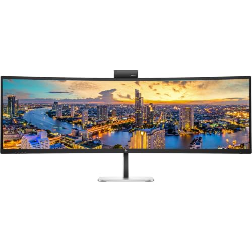 Image of HP Series 5 Pro 549pm 49 inch DQHD Curved Ultrawide Video Conferencing Monitor | LED Backlight, 165Hz Refresh Rate, (5120 x 1440), USB Hub, Mount Compatible, MK670 Wireless Keyboard & Mouse, Gel Pad