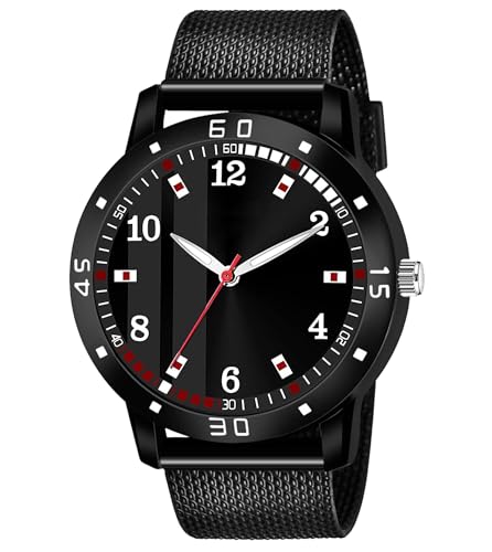 Image of Men's Premium Analog Watch with Roman Number Markers and Stainless Steel Chain Strap