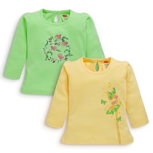 Image of LuvLap Baby Girls 100% Cotton Full Sleeve Girls Top, Pack of 02