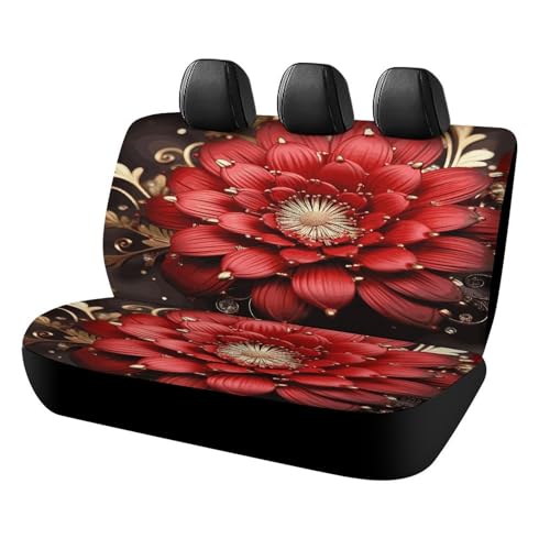 Funda de asiento de coche elegante con estampado floral rojo y dorado para camión y SUV