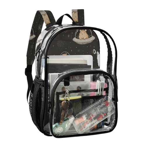 Kids PVC Clear Backpack Hamster Ufo Heavy Duty Multi-pockets Large Capacity Transparent See Through Bookbag for School Travel Sport Work2