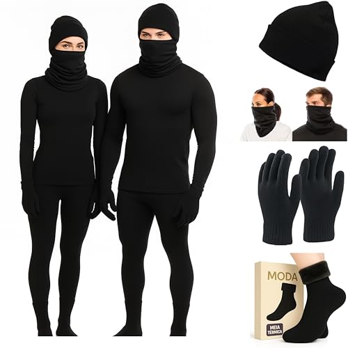 Conjunto Térmico Segunda Pele Unissex, 6 Peças, Blusa e Calça Fla...