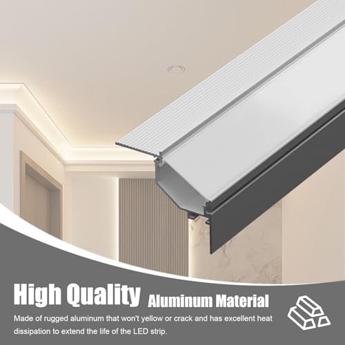 Profilé finition plafond en aluminium robuste pour bande LED de corniche